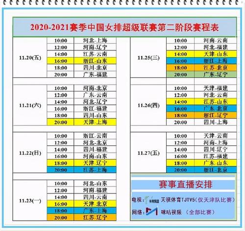 女排联赛赛程时间表天津队
